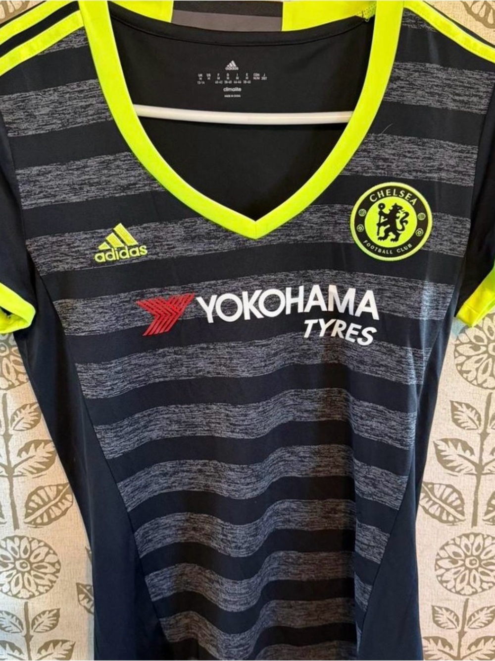 adidas women’s Chelsea Black & Neon Yellow Accent soccer Jersey